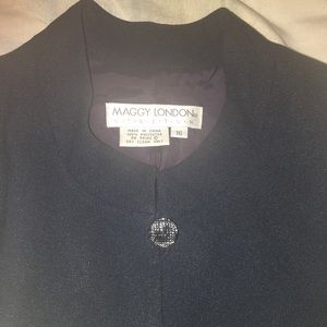 Maggy London, Navy Blue suit, w/ mandarin collar